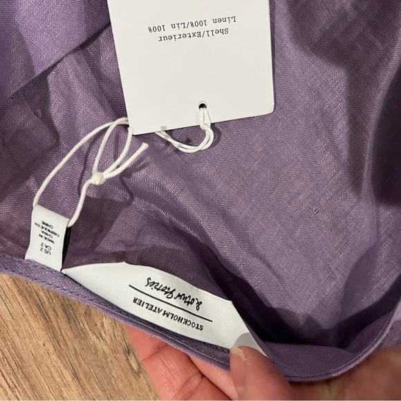 NWT & Other Stories Linen Wrap Mini Dress Lilac - Picture 9 of 12